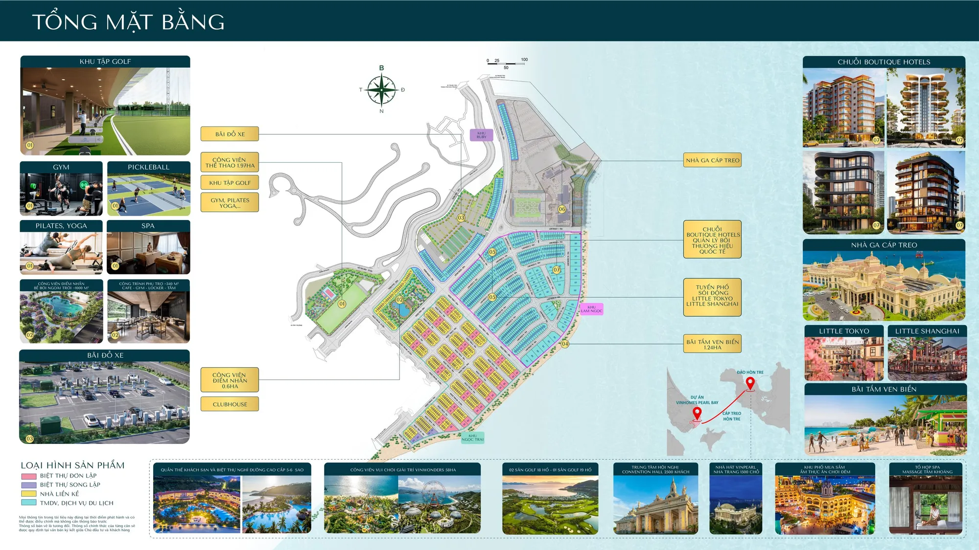 Tổng mặt bằng Vinhomes Pearl Bay: phân khu Ngọc Trai, Lam Ngọc, Ruby và hệ tiện ích